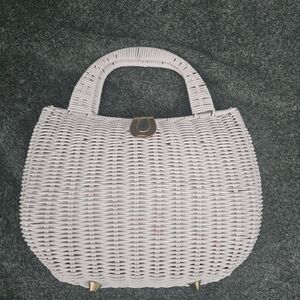 Vintage White Woven Top Handle Bag | Made in Hong Kong